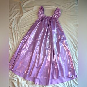 Little Girls Cheeky Plum Shiny Purple Dress